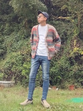 デニム大好きおじさん夏秋白Ｔ冬ニットさん（メンズ・180cm・40代）の秋コーディネート