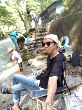 よく食べ寝て音楽聴き旅ほぼデニムさん(メンズ・180cm)の夏コーディネート