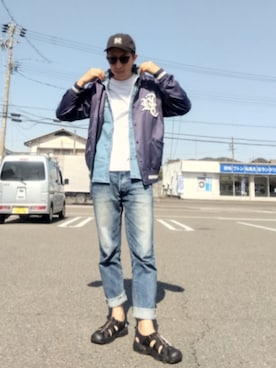 よく食べ寝て音楽聴き旅ほぼデニムさん(メンズ・180cm)の春コーディネート