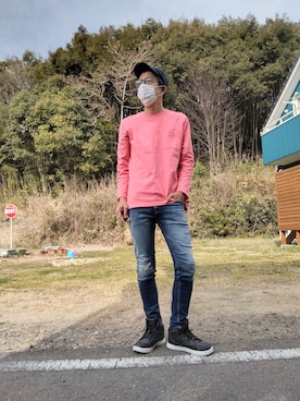 「ヒラキ（ヒラキ）のアイテム（スニーカー）」を使った、デニム大好きおじさん夏は白Ｔさん（メンズ・180cm）の春コーディネート