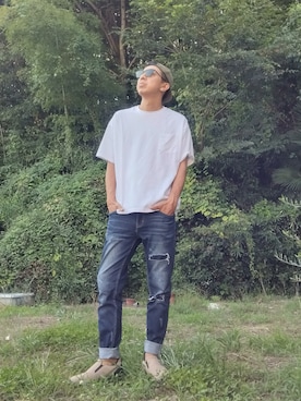 「アイテム（スリッポン）」を使った、デニム大好きおじさん夏は白Ｔさん（メンズ・180cm）の秋コーディネート