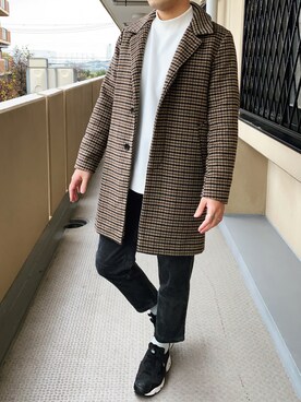 「URBAN RESEARCH（アーバンリサーチ）のアイテム（ステンカラーコート）」を使った、D.heyさん（メンズ・178cm）の冬コーディネート