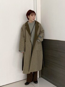 「リバーシブル」｜「アイテム（チェスターコート）」を使った、hitomiさん（レディース・155cm）の秋コーディネート
