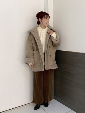 「ローリーズファーム(LOWRYS FARM)」｜「アイテム（ムートンコート）」を使った、hitomiさん（レディース・155cm）の秋コーディネート