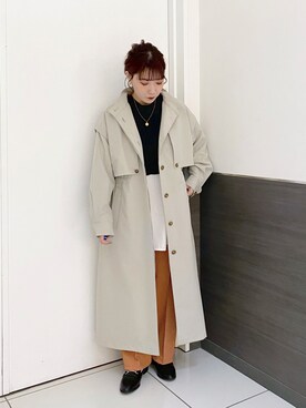 「ローリーズファーム(LOWRYS FARM)」｜「アイテム（ステンカラーコート）」を使った、hitomiさん（レディース・155cm）の冬コーディネート