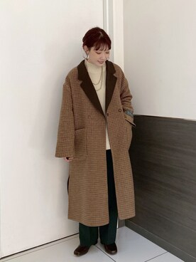 「ローリーズファーム(LOWRYS FARM)」｜「アイテム（チェスターコート）」を使った、hitomiさん（レディース・155cm）の秋コーディネート