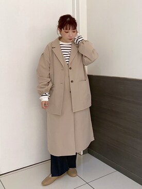 「ローリーズファーム(LOWRYS FARM)」｜「アイテム（チェスターコート）」を使った、hitomiさん（レディース・155cm）の秋コーディネート