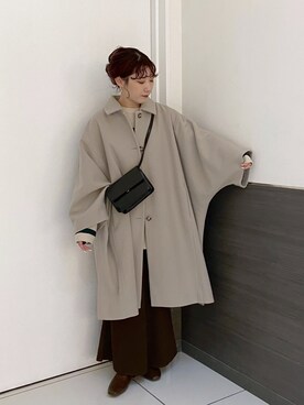 「冬」｜「アイテム（ポンチョ）」を使った、hitomiさん（レディース・155cm）の冬コーディネート