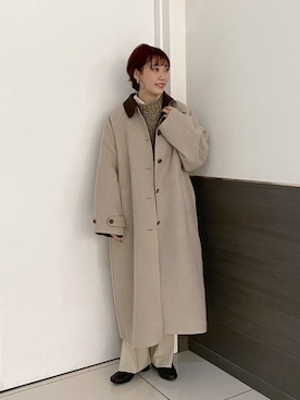「ローリーズファーム(LOWRYS FARM)」｜「アイテム（ステンカラーコート）」を使った、hitomiさん（レディース・155cm）の秋コーディネート