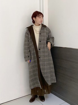 「ローリーズファーム(LOWRYS FARM)」｜「アイテム（ステンカラーコート）」を使った、hitomiさん（レディース・155cm）の秋コーディネート