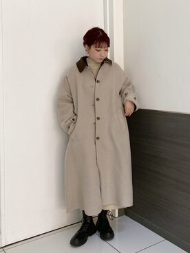 「ローリーズファーム(LOWRYS FARM)」｜「アイテム（ステンカラーコート）」を使った、hitomiさん（レディース・155cm）の秋コーディネート