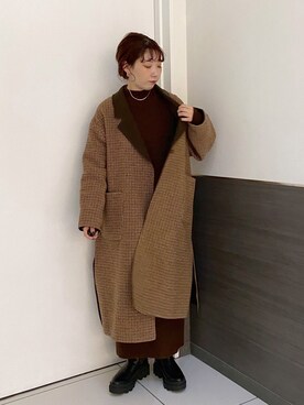 「ローリーズファーム(LOWRYS FARM)」｜「アイテム（チェスターコート）」を使った、hitomiさん（レディース・155cm）の秋コーディネート