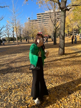「緑のカーディガン」｜れんさん（レディース・153cm）の秋コーディネート