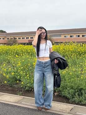 「アイテム（アンダーウェア）」を使った、YUUNAさん（レディース・158cm）の春コーディネート