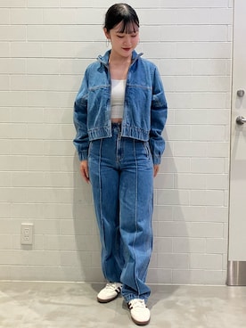 「サンバ」｜「アイテム（デニムジャケット）」を使った、HYさん（レディース・163cm）の秋コーディネート
