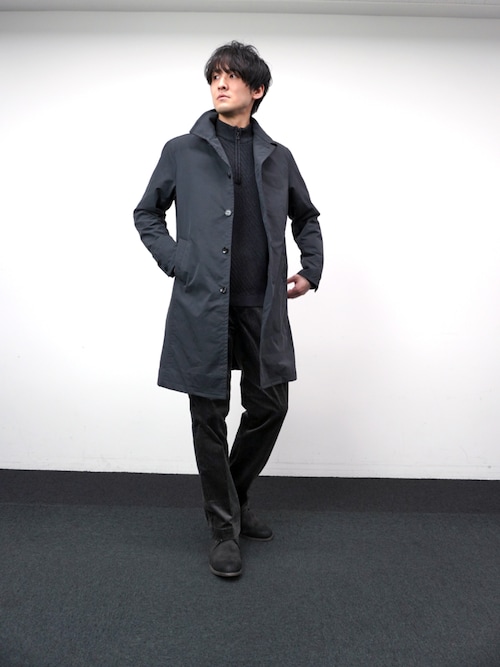 ちぃ様【美品】ニコルステンカラー黒コート　ライナー脱着　Lサイズ セール】【HIDEAWAYS BLACK】ベストライナー付きステンカラーコート