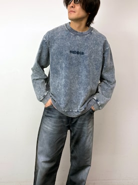 「HIDEAWAYS NICOLE（ハイダウェイニコル）の【WEB限定】デニムジャージトレーナー（Tシャツ/カットソー、ブルー系）」を使った、hideawaysofficialさん（メンズ・171cm）の秋コーディネート