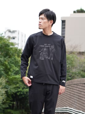 「HIDEAWAYS NICOLE（ハイダウェイニコル）の【WEB限定】【Duckster】コラボ　ザ・ハイライトアラカルトＴシャツ（Tシャツ/カットソー、その他）」を使った、hideawaysofficialさん（メンズ・171cm）の秋コーディネート