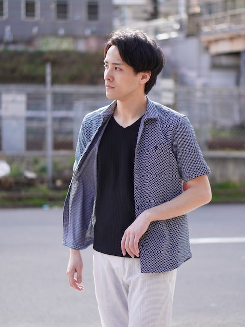 セール】ブロックリンクスVネック半袖プルオーバー（Tシャツ