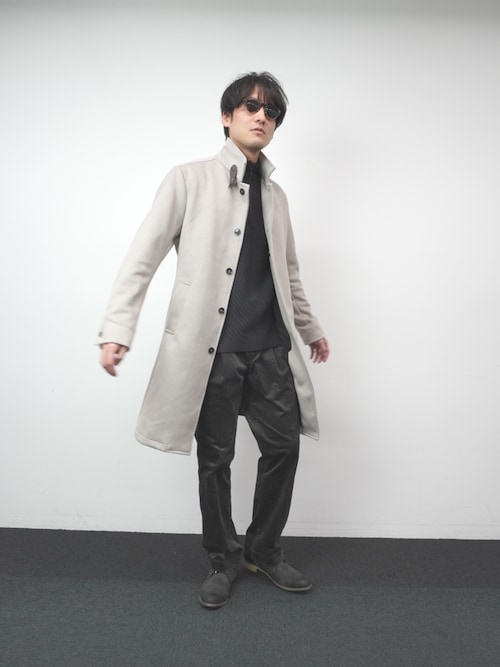 HIDEAWAYS BLACK】マイクロ起毛ポンチ スタンドコート（その他アウター