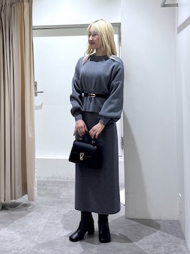 「セットアップスタイル」｜「アイテム（ワンピース/ドレス）」を使った、mfmsayaさん（レディース・160cm）の冬コーディネート