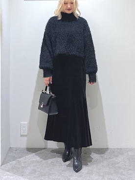 「ベロアスカート」｜「アイテム（ブーツ）」を使った、mfmsayaさん（レディース・160cm）の秋コーディネート