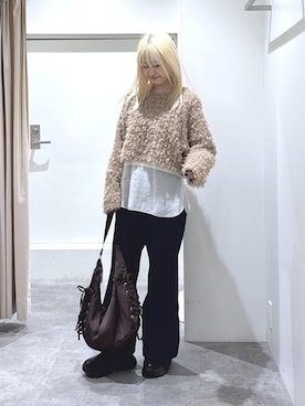 「FREE'S MART（フリーズマート）のフロントポケットソフトバギーデニム（デニムパンツ）」を使った、mfmsayaさん（レディース・160cm）の秋コーディネート