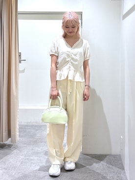 「FREE'S MART（フリーズマート）のアイテム（スラックス）」を使った、mfmsayaさん（レディース・160cm）の夏コーディネート