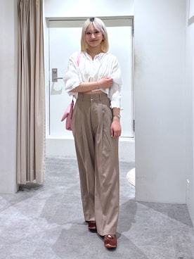「FREE'S MART（フリーズマート）のアイテム（スラックス）」を使った、mfmsayaさん（レディース・160cm）の春コーディネート