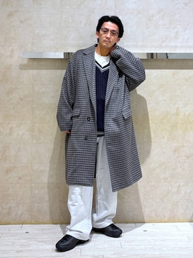 「アイテム（チェスターコート）」を使った、カサイさん（メンズ・165cm・20代）の冬コーディネート