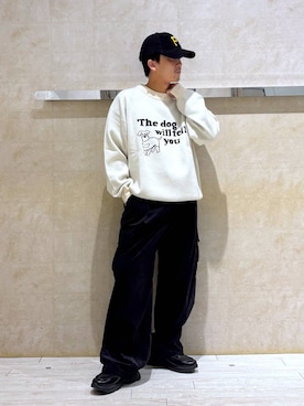 「アイテム（カーゴパンツ）」を使った、カサイさん（メンズ・165cm）の秋コーディネート