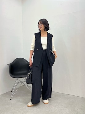 「アイテム（セットアップ、ブラック系）」を使った、matsushita1111さん（レディース・163cm）の秋コーディネート