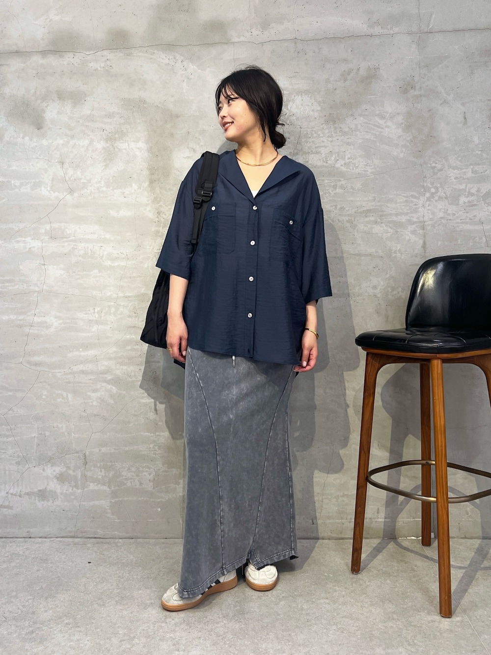 ヴィンテージライクラペルカラー半袖シアーシャツ/WEB限定を使っ