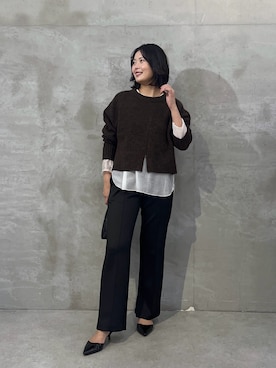 「COLLAGE GALLARDAGALANTE（コラージュガリャルダガランテ）のヤクライクニット/WEB限定カラー展開（ニット/セーター）」を使った、matsushita1111さん（レディース・163cm）の秋コーディネート