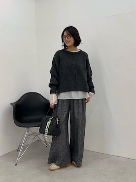 「COLLAGE GALLARDAGALANTE（コラージュガリャルダガランテ）のヤクライクニット/WEB限定カラー展開（ニット/セーター）」を使った、matsushita1111さん（レディース・163cm）の秋コーディネート