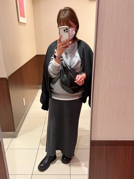 「MOUSSY（マウジー）のアイテム（MA-1）」を使った、miyuさん（レディース・153cm）の冬コーディネート