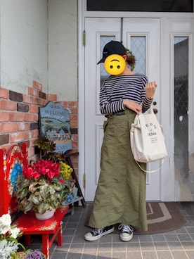 「しまむら（シマムラ）のアイテム（キャップ）」を使った、m.momさん（レディース・154cm）の春コーディネート