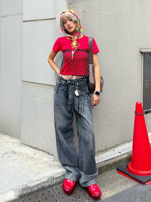 TONDABAYASHI RAN ×HEART CROPPED T-SHIRT / トンダバヤシラン