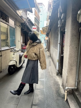 「アイテム（手袋）」を使った、miicさん（レディース・159cm）の冬コーディネート