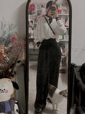 「通勤穿搭」｜「アイテム（スラックス）」を使った、liee🇹🇼さん（レディース・153cm）の冬コーディネート