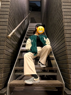 「H&M（エイチ・アンド・エム）のアイテム（スタジャン）」を使った、린さん（レディース・159cm）の冬コーディネート