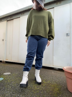 「レザーハット」｜いい女研究員さん（レディース・153cm）の冬コーディネート