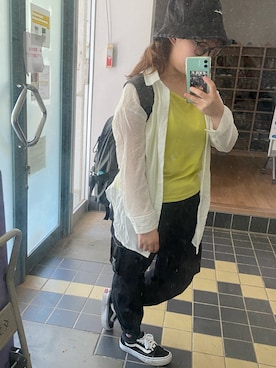 「EDWIN（エドウィン）のアイテム（帽子）」を使った、いい女研究員さん（レディース・153cm）の夏コーディネート