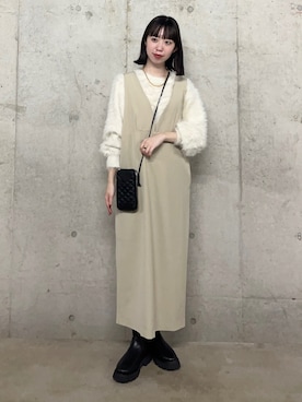 「重ね着ベストシーズン」｜「アイテム（ジャンパースカート）」を使った、だてちゃんさん（レディース・152cm）の秋コーディネート