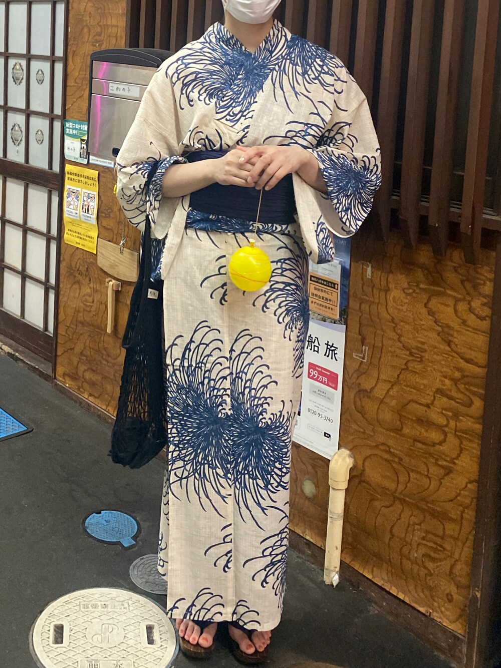 「浴衣、夏コーデ、夏、オトナカジュアル」｜「SOUBIENのアイテム（水着/着物・浴衣、ホワイト系）」を使った、サニさん（レディース・165cm）の夏コーディネートの1枚目の写真