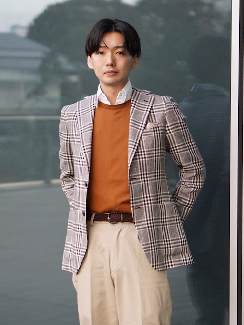 【シルクリネン】タリアトーレ × Brilla　テーラード　グレンチェック シルクリネン】タリアトーレ × Brilla テーラード グレンチェック