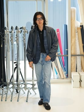 「BARACUTA（バラクータ）のBARACUTA / G4 BOX LIGHT RIP JACKET ナイロン ショートブルゾン（ブルゾン、ブルー系）」を使った、shunkobayashiさん（メンズ・171cm）の夏コーディネート