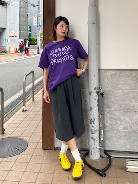 「LOWRYS FARM（ローリーズファーム）のＴＲハーフパンツ　455476（その他パンツ、グレー系）」を使った、ayuriさん（レディース・158cm）の春コーディネート