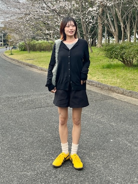 「Onitsuka Tiger（オニツカタイガー）のTSUNAHIKI SLIP-ON / ツナヒキ スリッポン（スリッポン、イエロー系）」を使った、ayuriさん（レディース・158cm）の春コーディネート