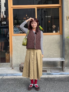 「アイテム（チノパンツ）」を使った、ayuriさん（レディース・158cm）の秋コーディネート